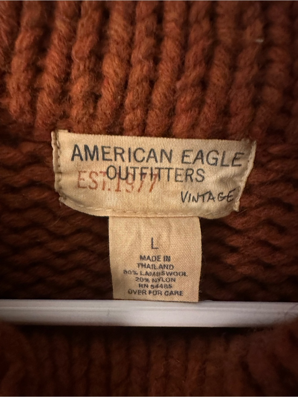 Vintage American Eagle Outfitters. Rust, Cream, Gray Sweater. 80% lambs wool. - Picture 4 of 4
